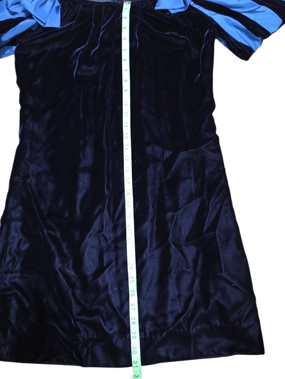 Vintage Nipon Boutique Blue Velvet Puff Sleeve Mini Dress Size 4 Coquette Party - Picture 12 of 13
